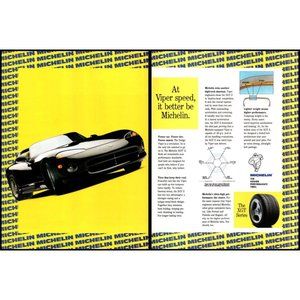 1994 Michelin Tires Dodge Viper Sports Car 2 Page Vintage Print Ad Wall Art